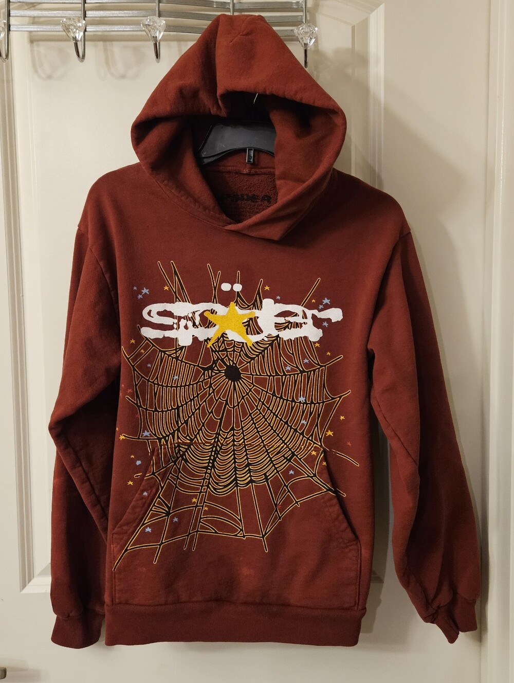 Men's Rust Colored Sp5der Hoodie w/ Front Kangaroo Pocket